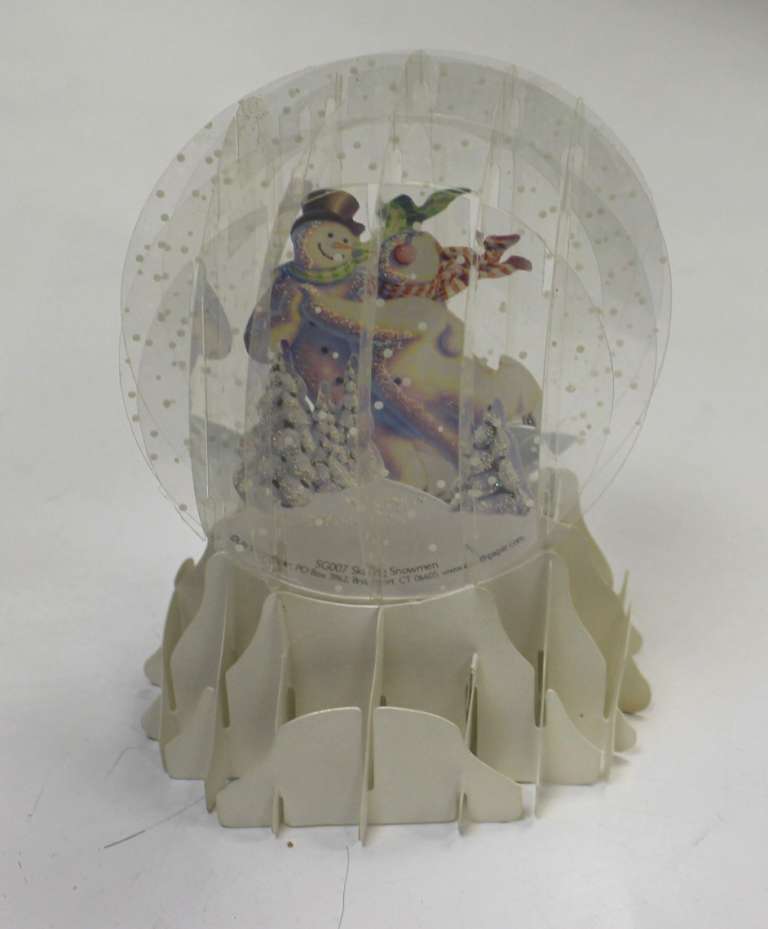 3D новогодний бумажный шар со снеговиками